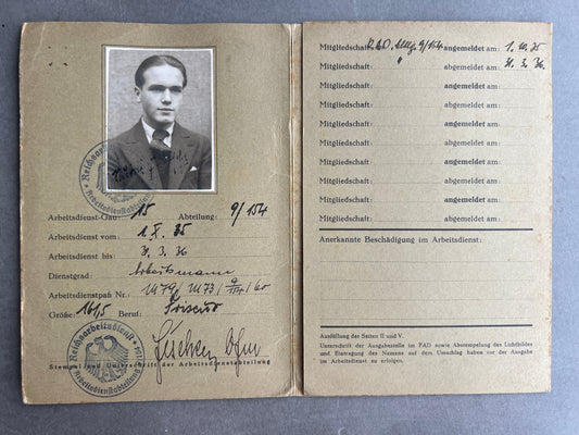 WW2 Tysk RAD Medlemsbog. Original.