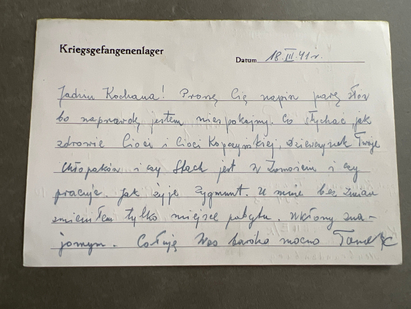 WW2 Tysk Krigsfange postkort. Original.