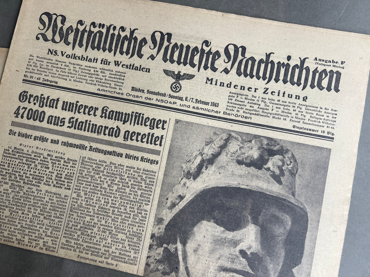 WW2 Tysk 3 stk. NSDAP Aviser. Original.