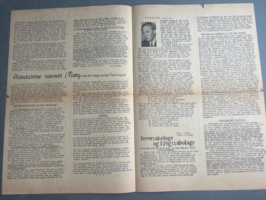 WW2 Dansk Illegal avis "FRI PRESSE" fra 1944. Original.