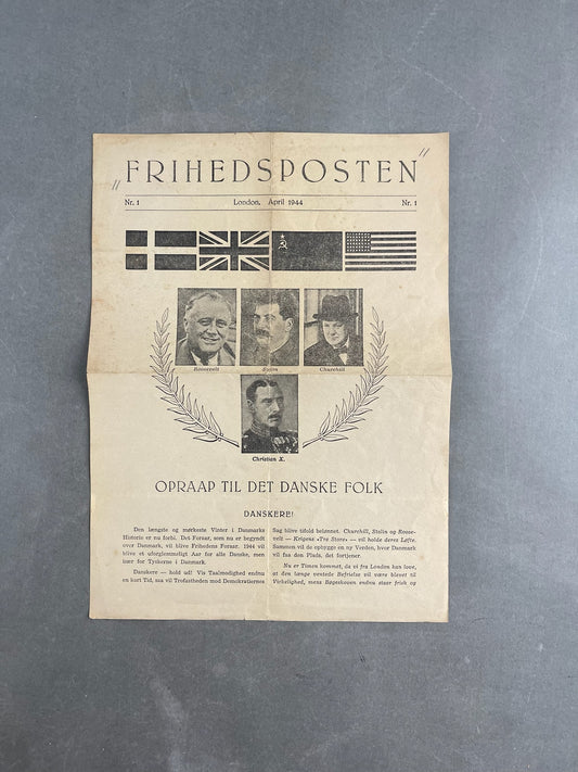 WW2 Dansk Illegal "FRIHEDSPOSTEN" fra april 1944. Original.