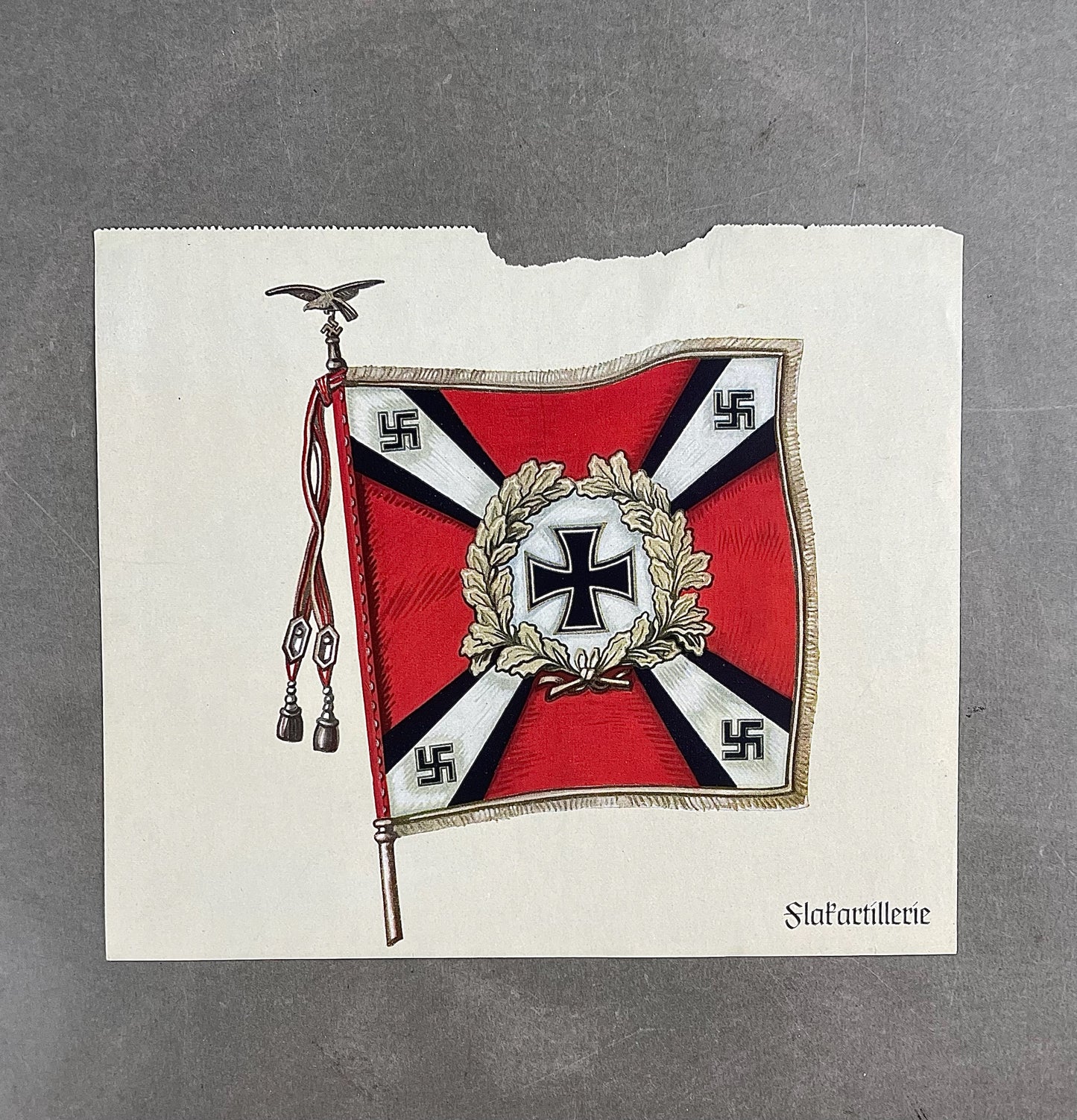 WW2 Tysk Flakartillerie "Standarten". Trykt på papir. 22x19cm. God til display. Original.