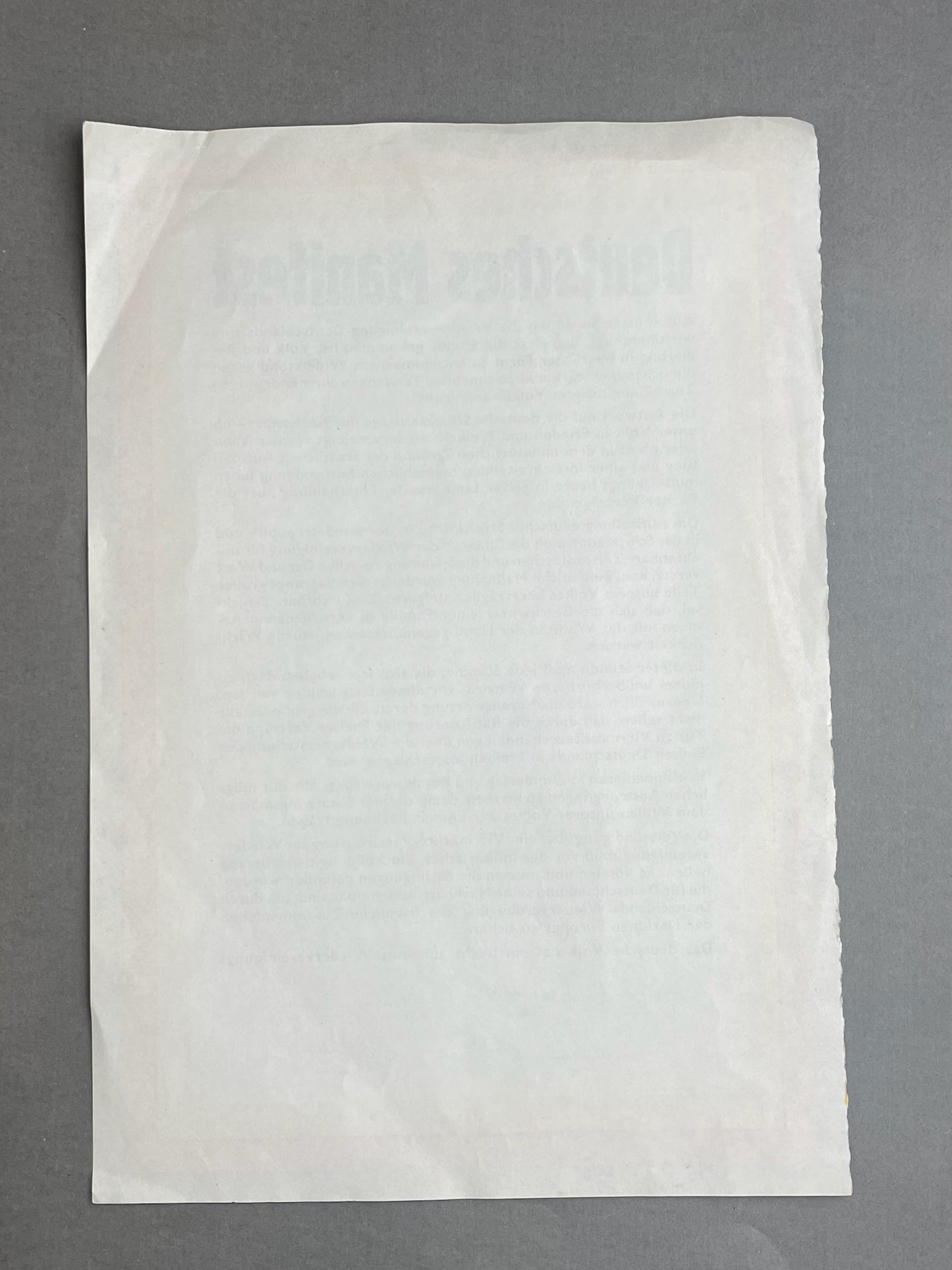 Østtysk DDR "Deutsches Manifest" Løbeseddel/Plakat. Original.