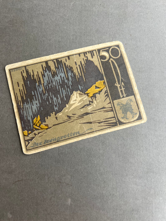 WW1 Tysk "Notgeld" pengeseddel fra 1921. Original.