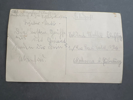 WW2 Tysk Luftwaffe Foto-Postkort. I Kampuniformer med skråhue. Original.