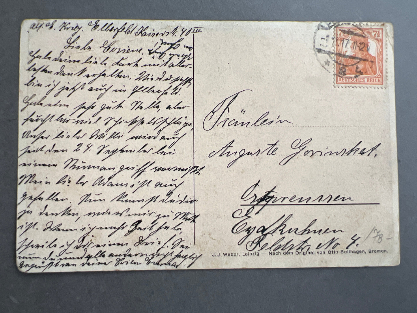 WW1 Tysk Postkort. Original.