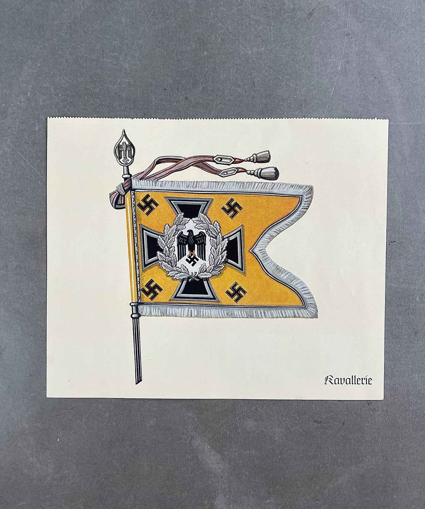 WW2 Tysk Kavallerie "Standarten". Trykt på papir. 22x19cm. God til display. Original.