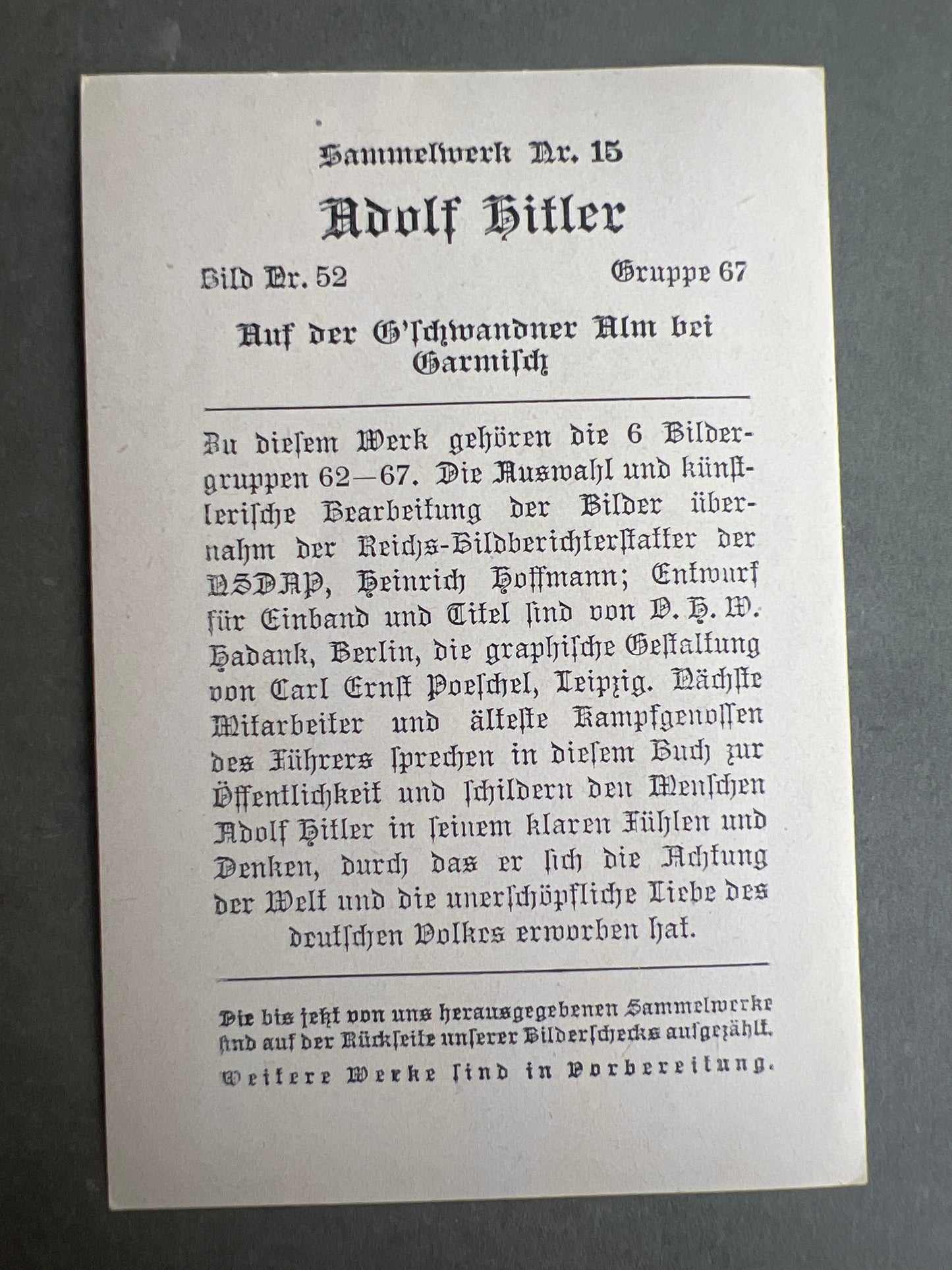 WW2 Tysk "Cigaretten Album" 8*12 Billede. Original.