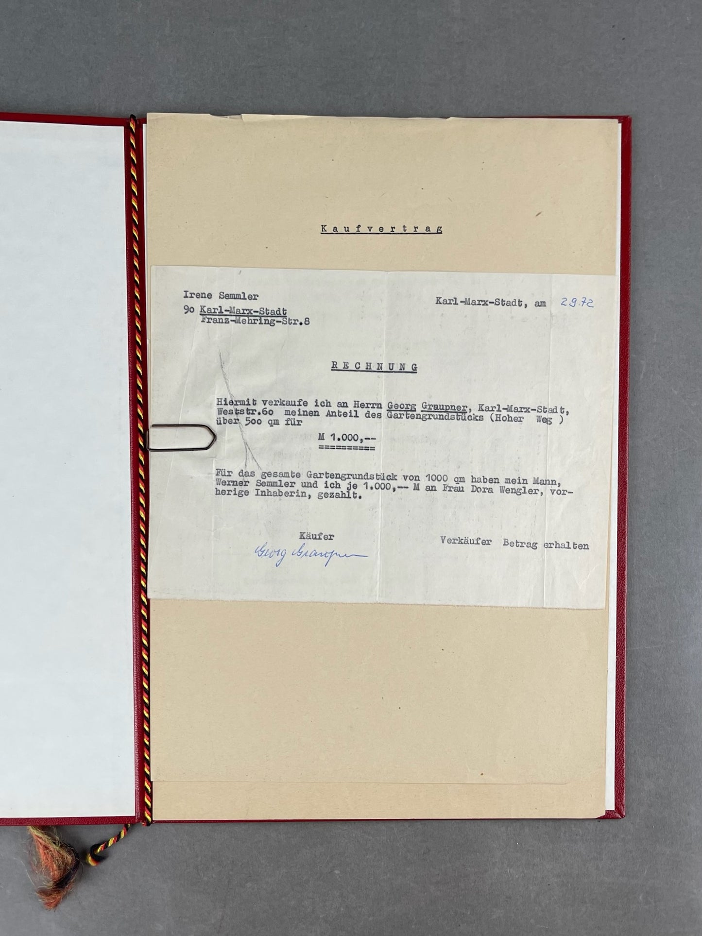 Østtysk DDR Urkunde/Medalje Lot. Original.