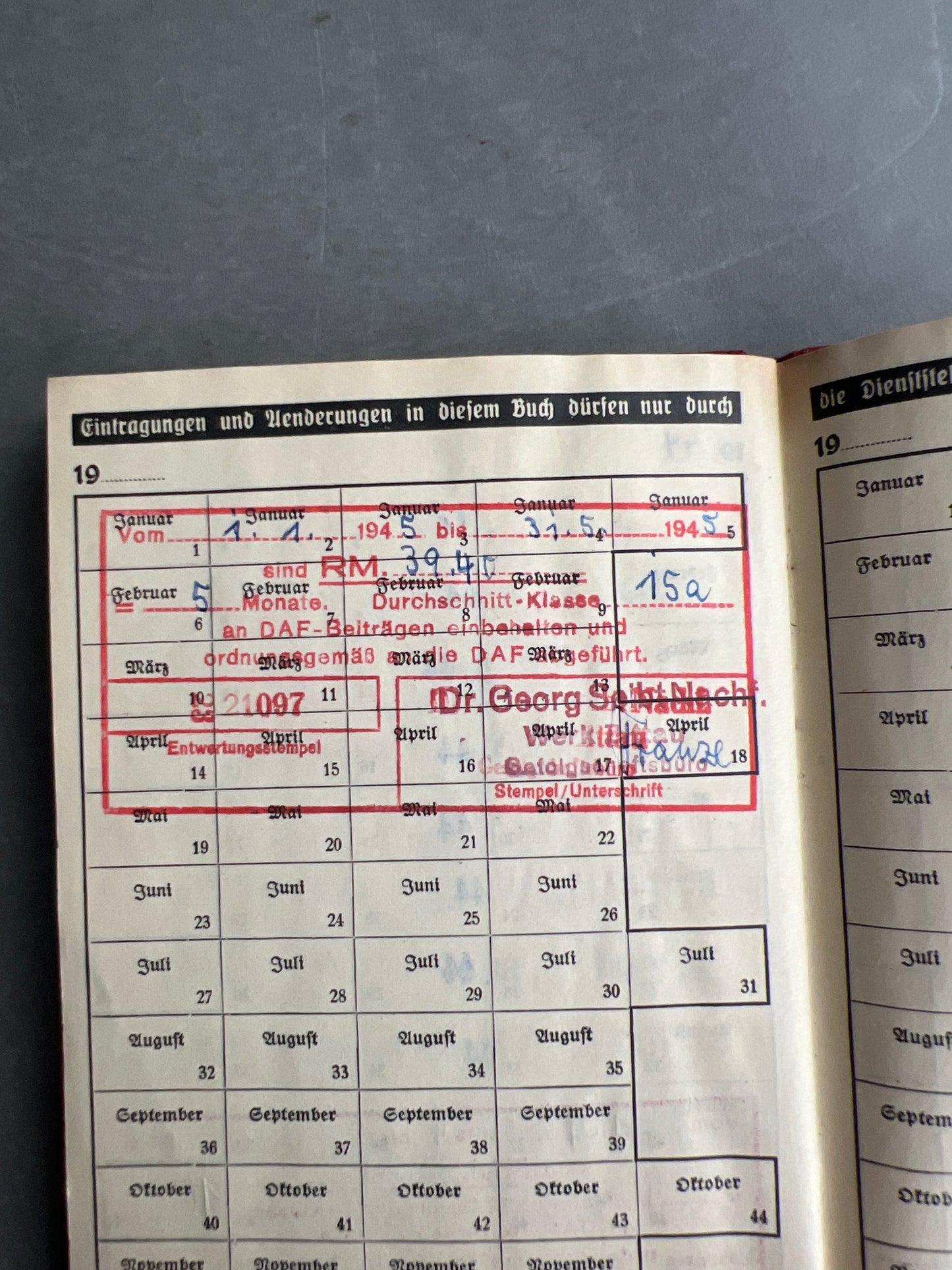 WW2 Tysk DAF Medlemsbog. Godt udfyldt. Original.