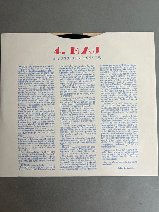 WW2 Dansk "4. Maj" Plade. Original.