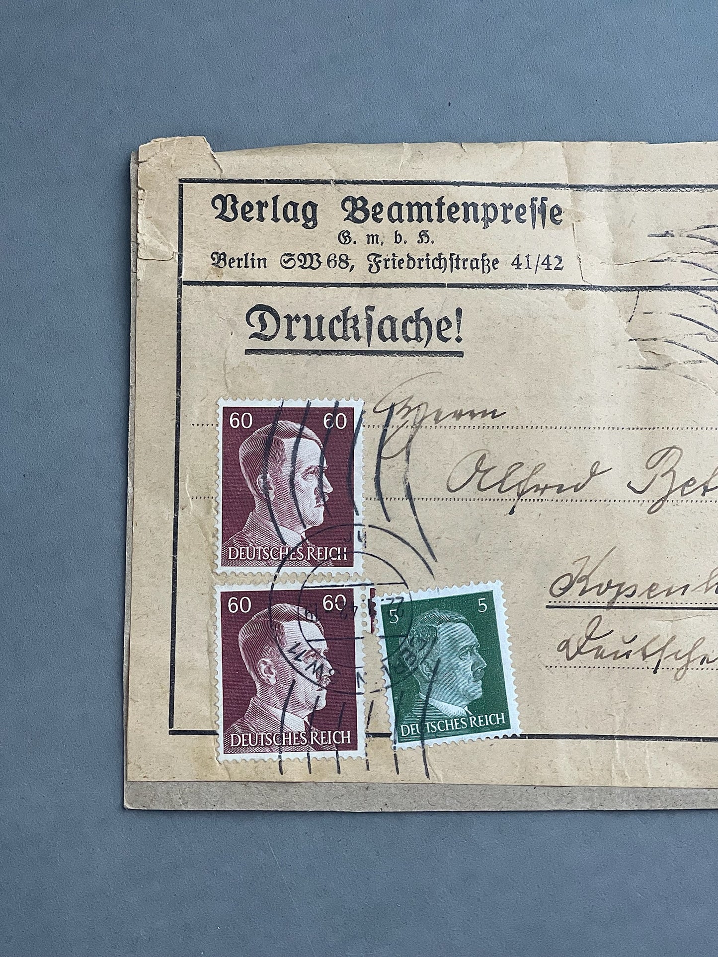 WW2 Tysk Kuvert sendt til København. Original.