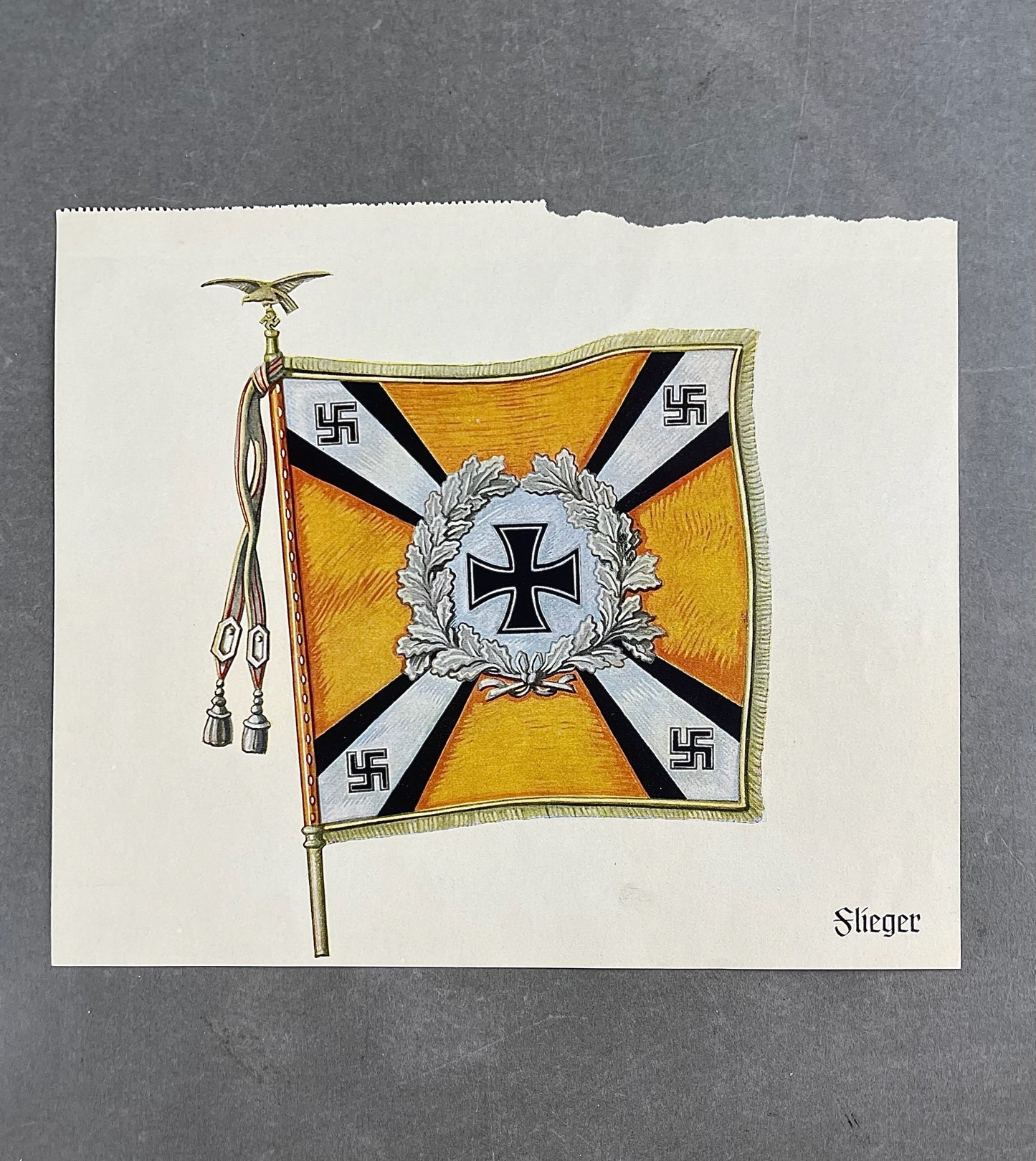 WW2 Tysk Flieger "Standarten". Trykt på papir. 22x19cm. God til display. Original.