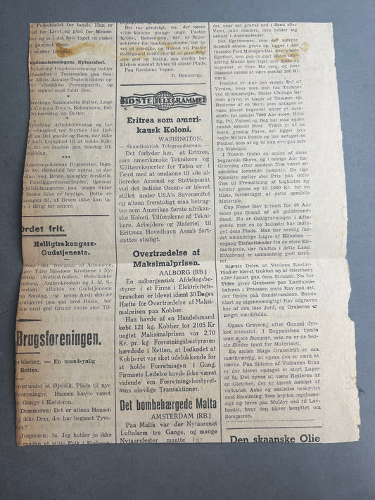 WW2 Dansk Avisudklip med Kongens Nytårstale 1942. Original.