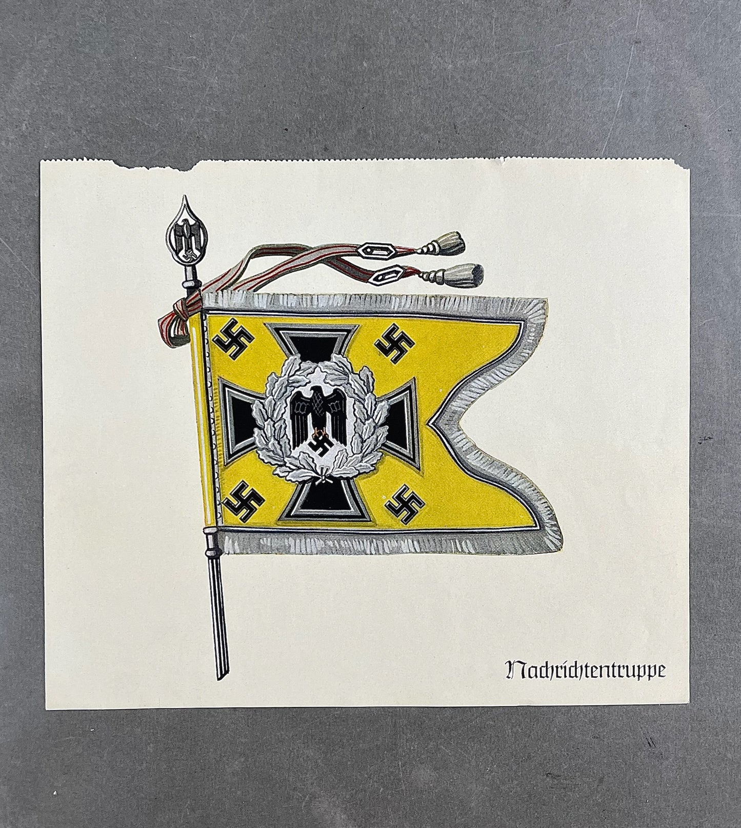 WW2 Tysk Nachrichtentruppe "Standarten". Trykt på papir. 22x19cm. God til display. Original.