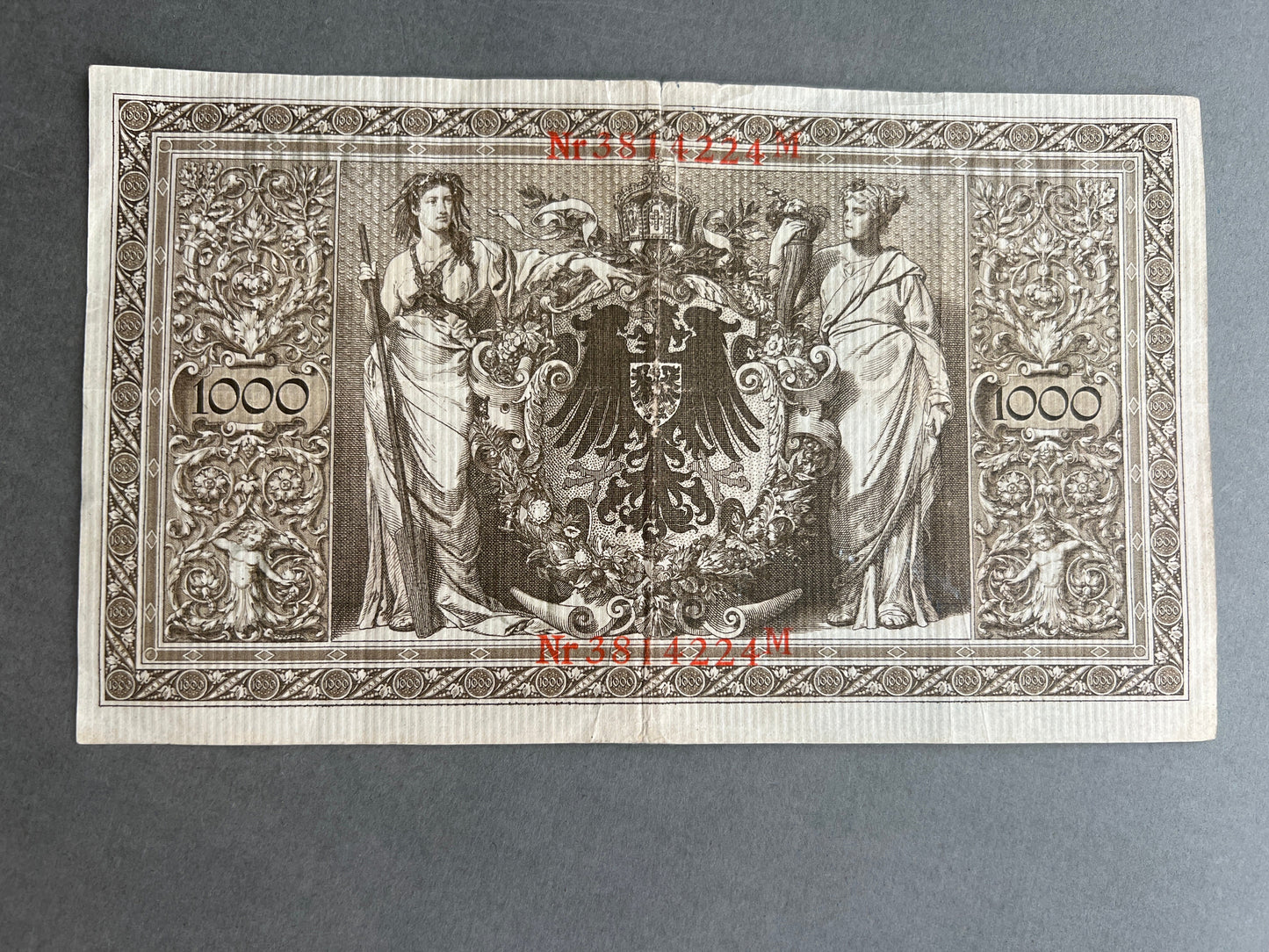 WW1 Tysk "Reichsbanknote" Pengeseddel. Fra 1910. Original.
