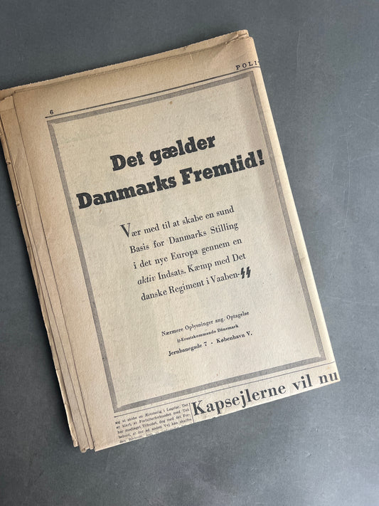 WW2 Dansk Avis med Frikorps Danmark Hverve Annonce. Original.
