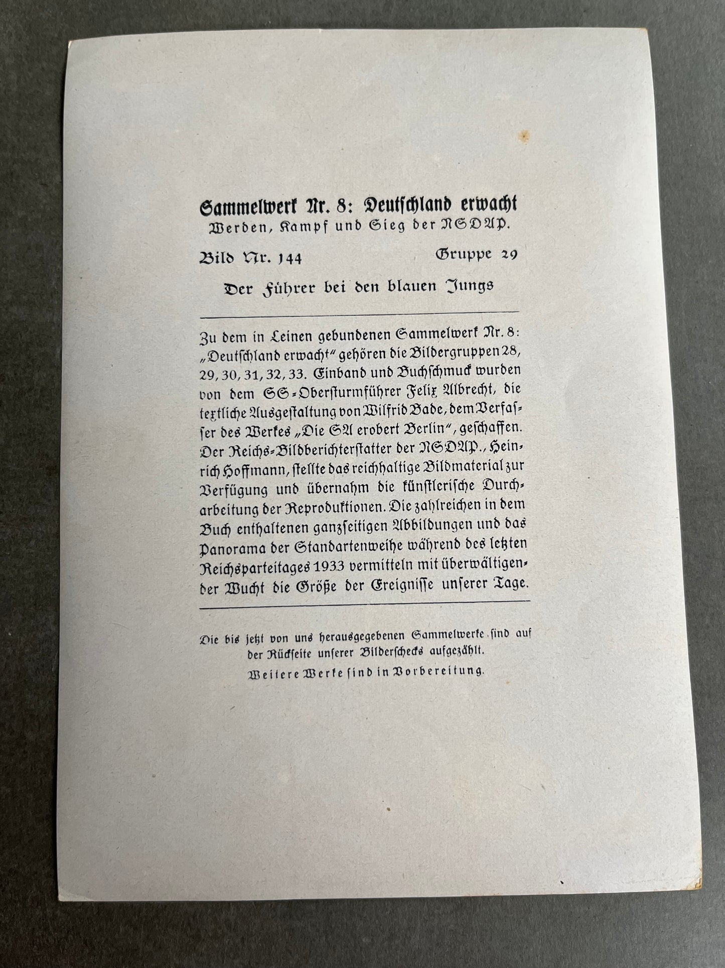 WW2 Tysk "Cigaretten Album" Billede. 12x17 cm. Godt AH/Kriegsmarine motiv. Original.