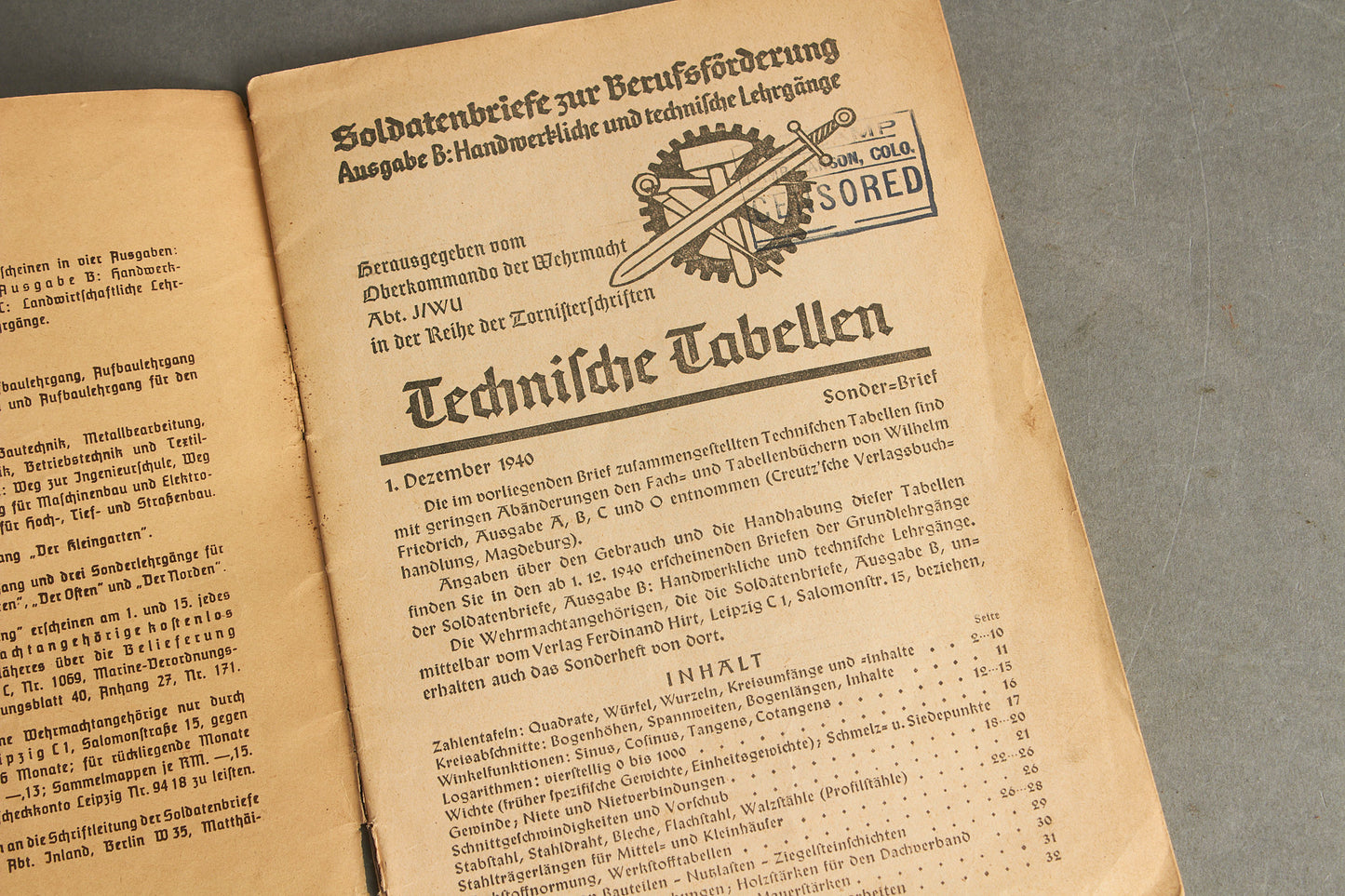 WW2 Tysk Wehrmacht Hæfte/Blad "Soldatenbriefe". Godt stemplet. Original.