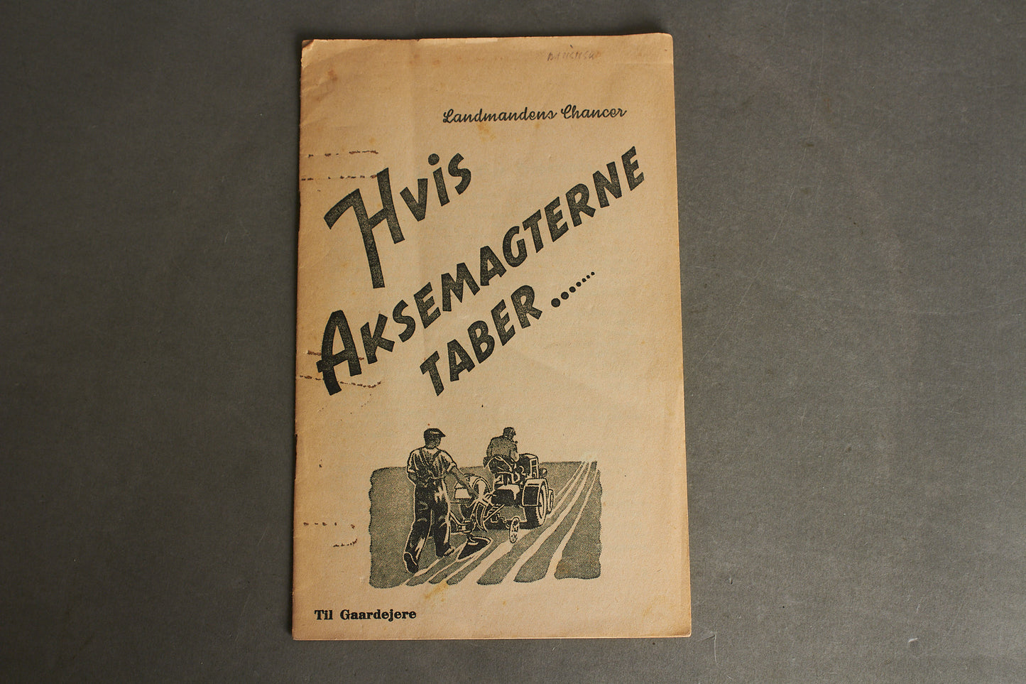 WW2 Dansk Nazistisk/DNSAP Hæfte "Landmandens Chancer Hvis Aksemagterne Taber". Sjælden. Original.