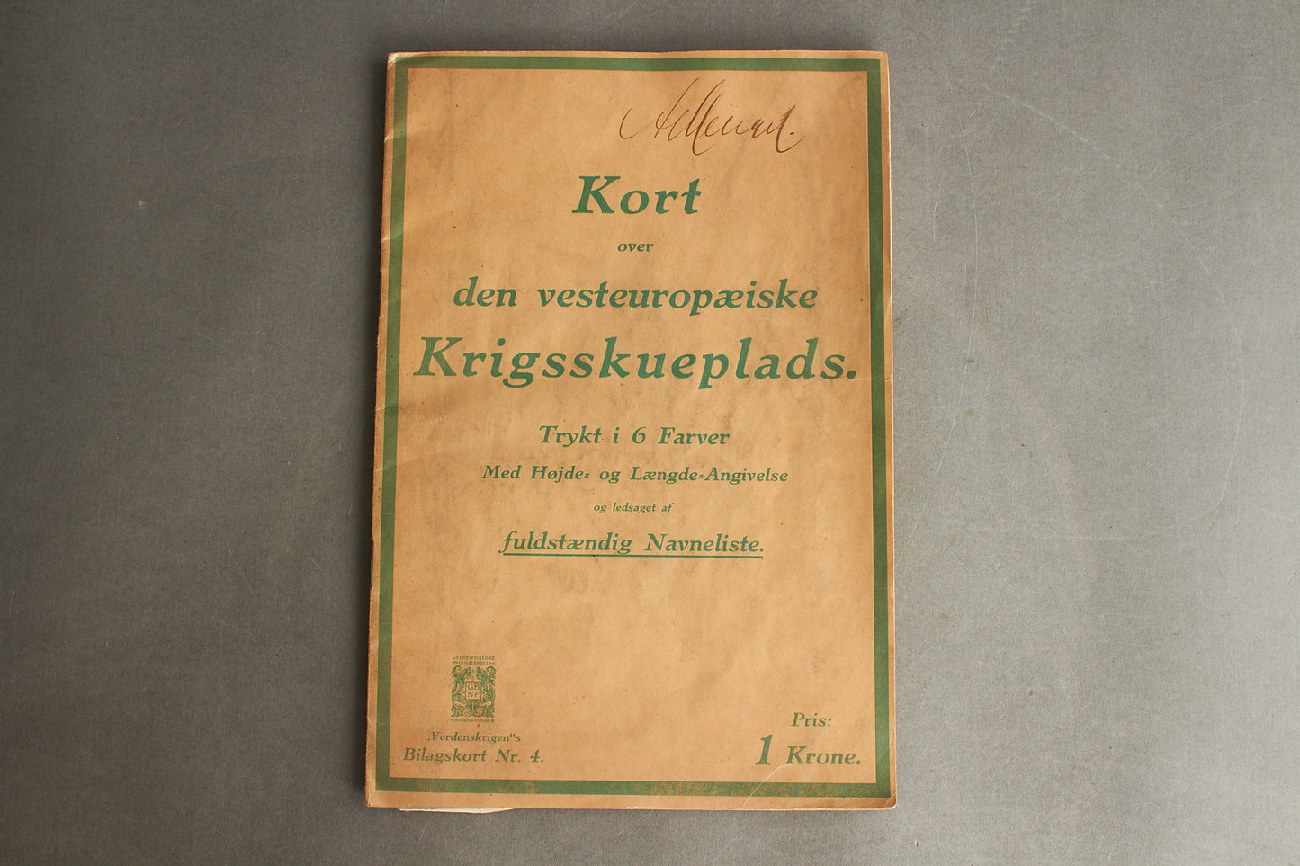 WW2 Dansk Gyldendal "Kort over den Vesteuropæiske Krigsskueplads". Original.