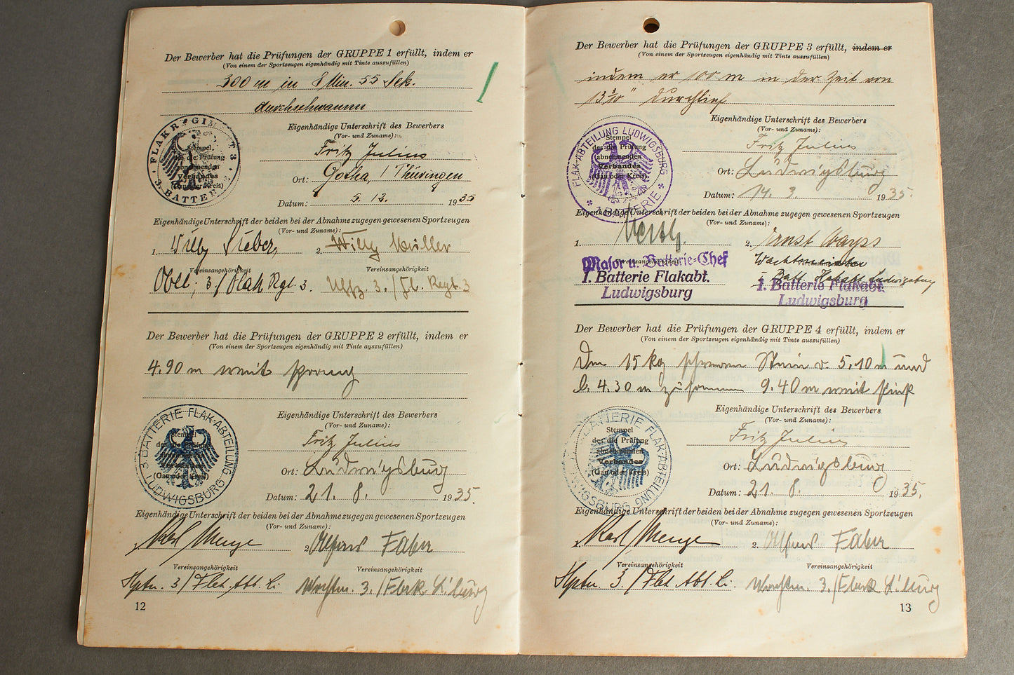 WW2 Tysk DRL Reichssportabzeichen i Bronze Urkunde. Tildelt tidligt, og tildelt af hæren. Original.