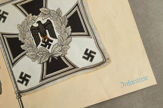 WW2 Tysk Infanterie Standarte Tryk. Lidt mindre end A4 papir. Original.