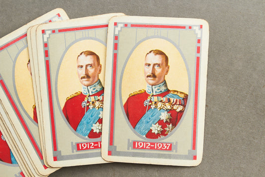 Dansk Kong Christian d. 10 Spillekort (komplet) i farver. Ses ikke tit. Original.