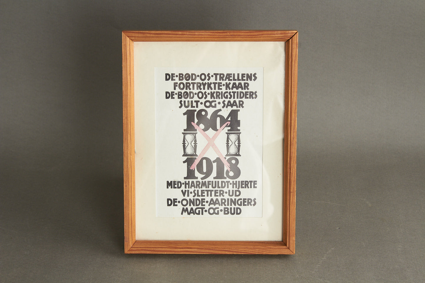 Dansk Valgslogan/Valgplakat fra Genforeningen i 1920 i original ramme. Ses ikke tit. Original.
