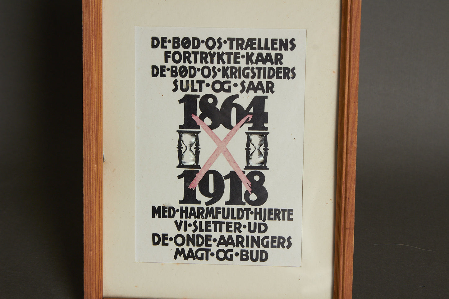 Dansk Valgslogan/Valgplakat fra Genforeningen i 1920 i original ramme. Ses ikke tit. Original.