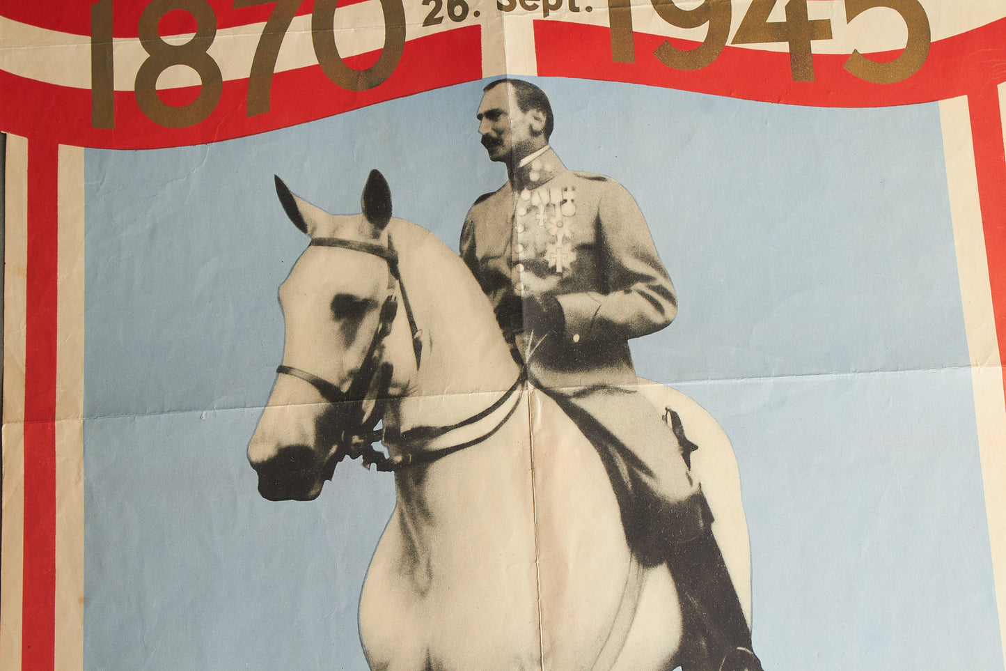 Dansk Kong Christian d. 10 "Plakat" fra hans fødselsdag 1945. Original.