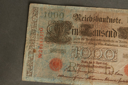 Før-WW1/WW1 Tysk Pengeseddel. Original.