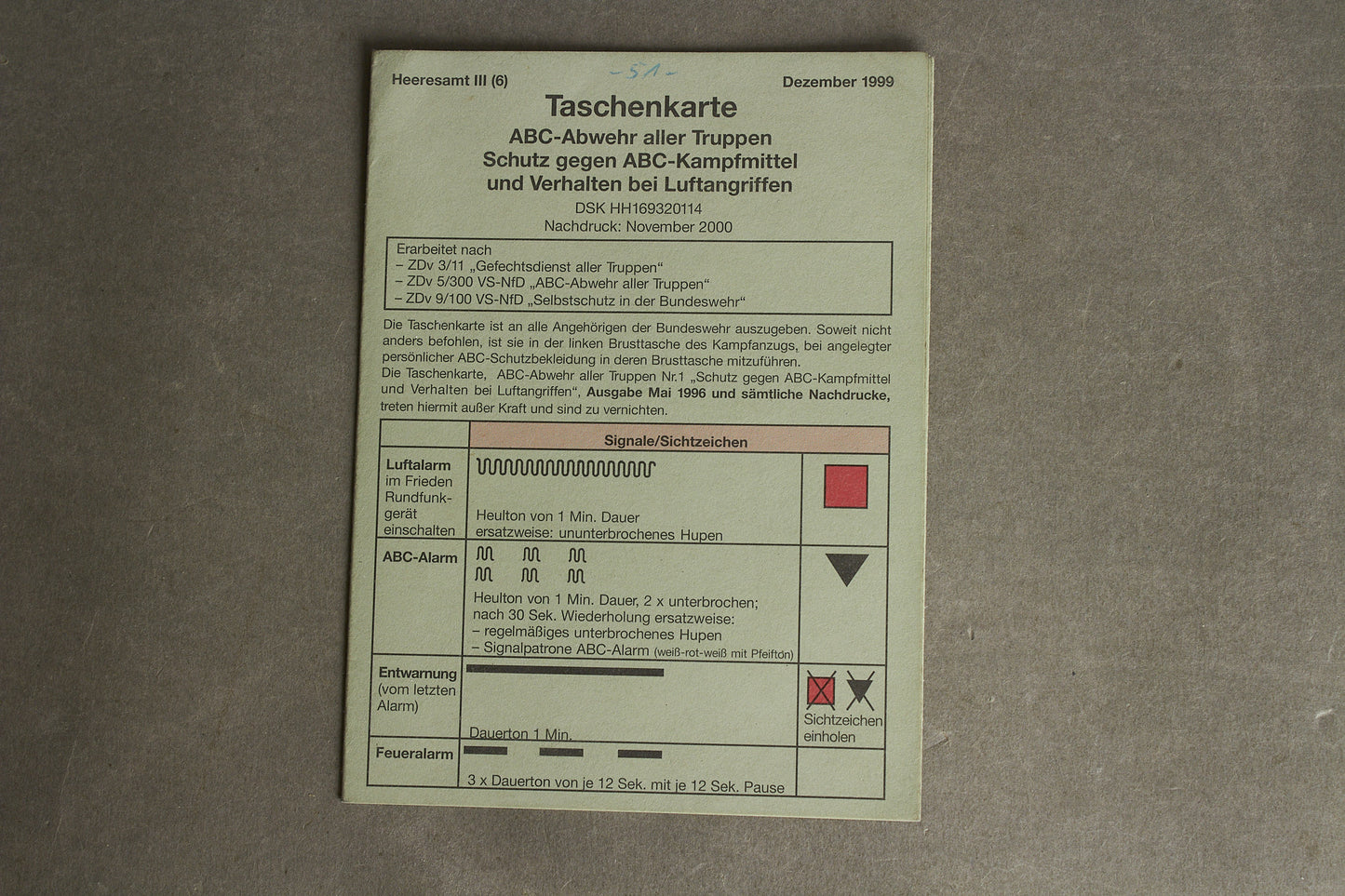 Tysk Taschenkarte fra 1999. Original.