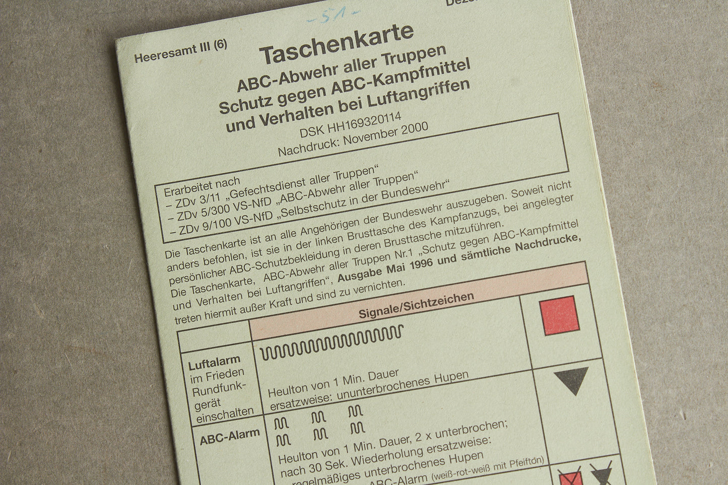 Tysk Taschenkarte fra 1999. Original.