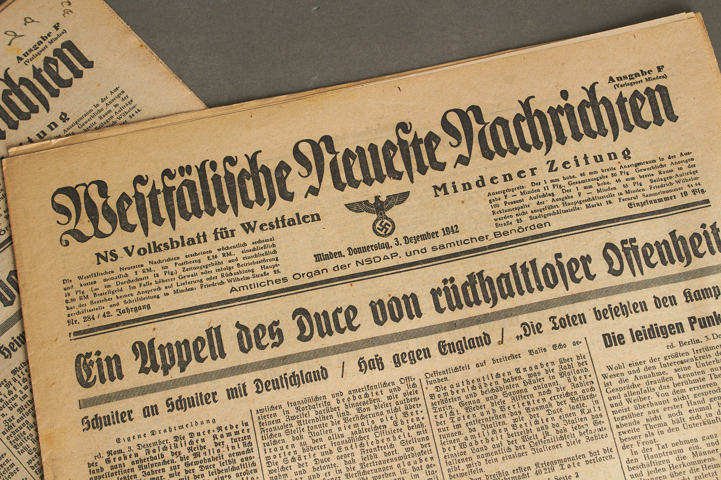 WW2 Tysk 2 stk. NSDAP Aviser. Original.