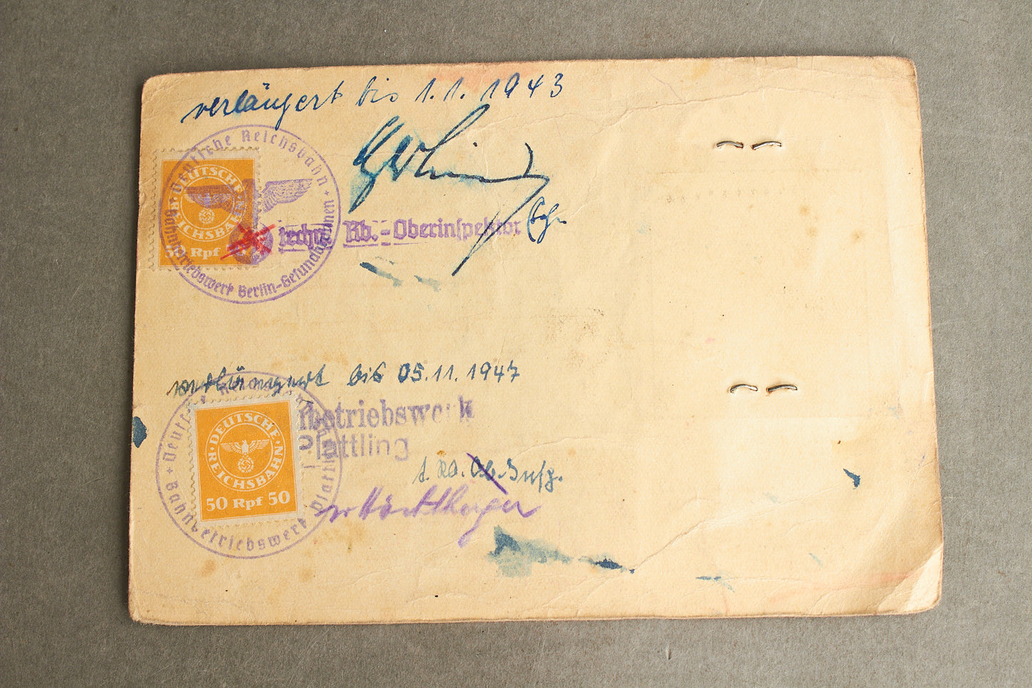 WW2 Tysk Deutsche Reichsbahn Personenausweis. Original.