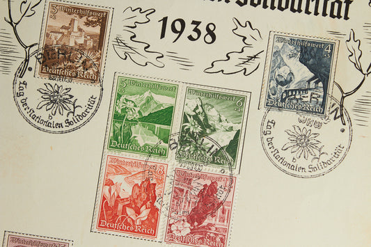 WW2 Tysk WHW Frimærker på samler-ark. Original.