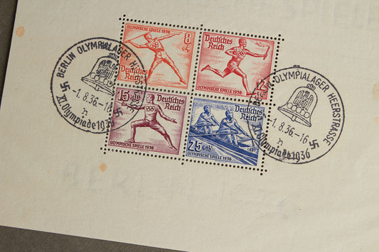 WW2 Tysk Olympiaden 1936 Frimærker på ark. Original.