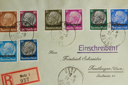 WW2 Tysk Konvolut med næsten alle Hindenburg frimærker. Ses ikke tit. Original.