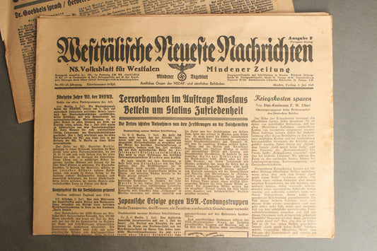 WW2 Tysk 2. stk. NSDAP Aviser. Original.