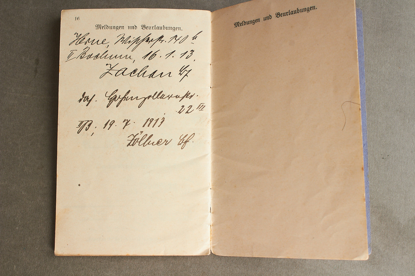 WW1 Tysk "Militärpass" fra en falden infanterist. Original.