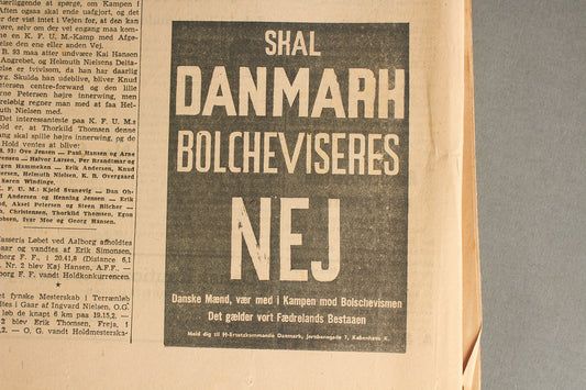 WW2 Dansk Avis med Waffen-SS "SS-Ersatzkommando Danmark" Annonce. Original.