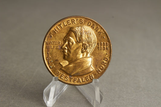 WW2 Tysk "Hitlers Dank" Tinnie i guld. Original.