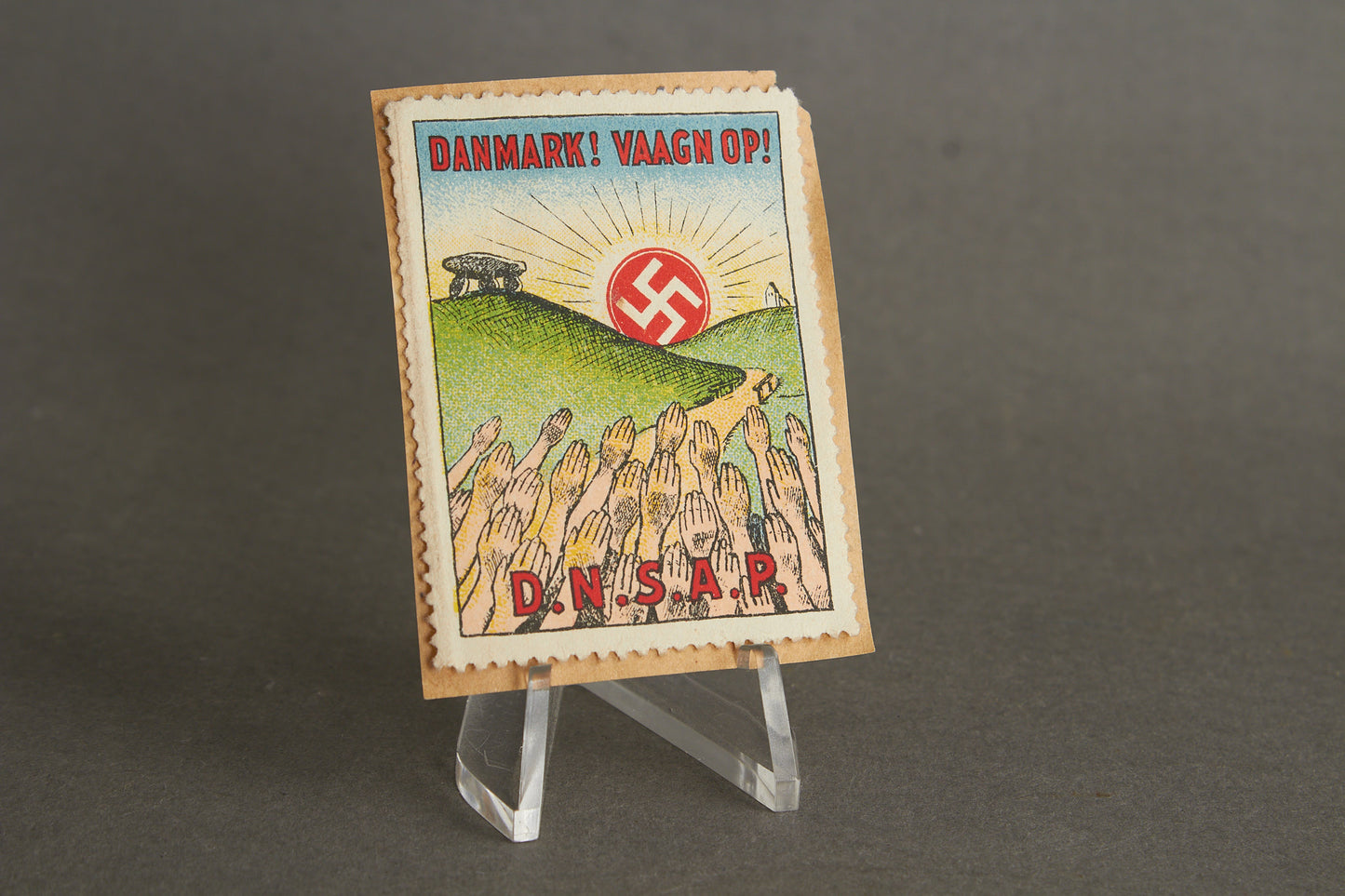 WW2 Dansk DNSAP "DANMARK! VAAGN OP!" Frimærke. Original.