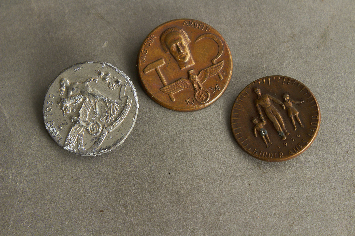 WW2 Tyske Tinnies/Dagsbadges. 3 stk. Original.