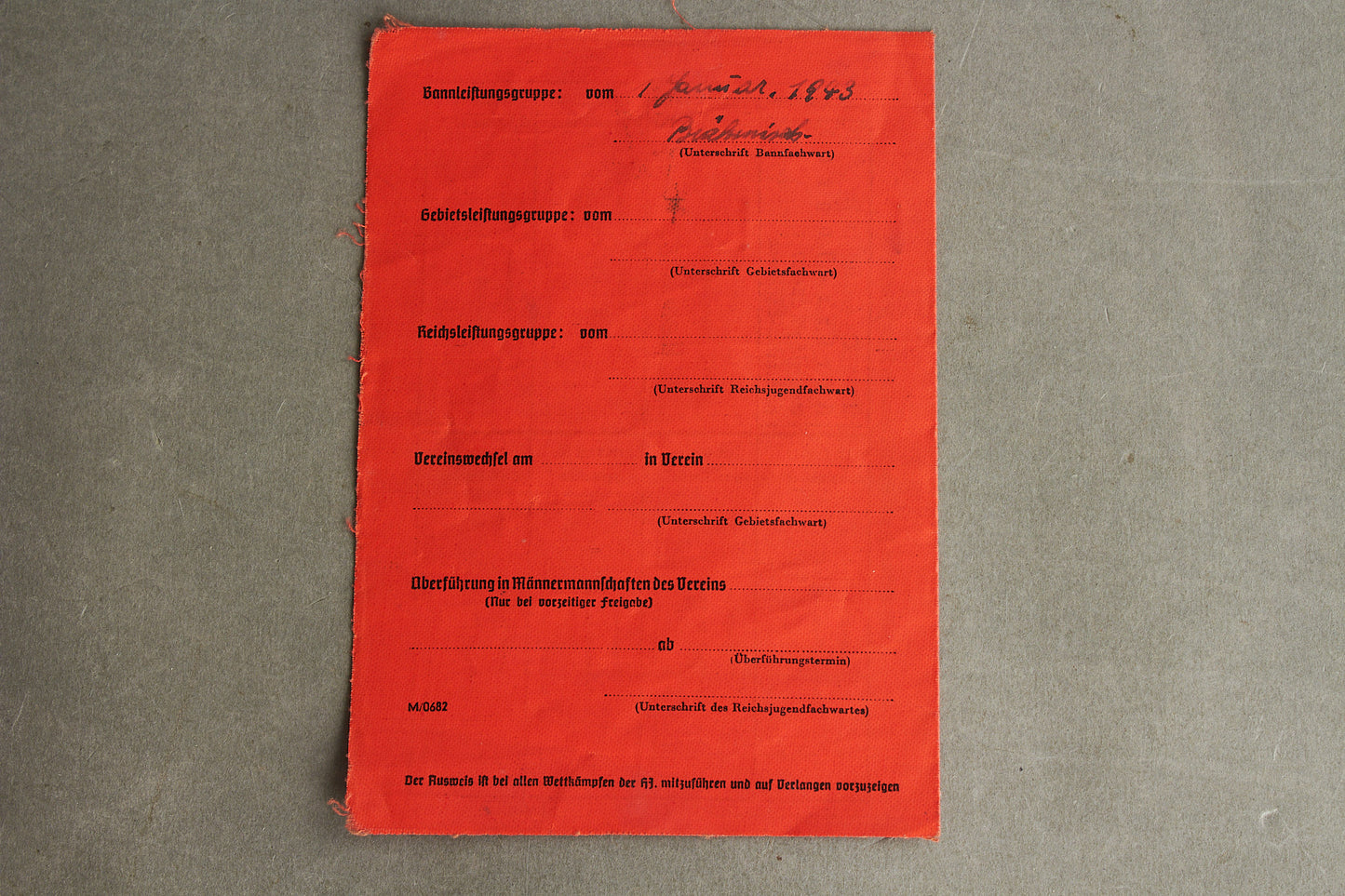 WW2 Tysk Hitler Jugend "Sportausweiss". Sjælden. Original.