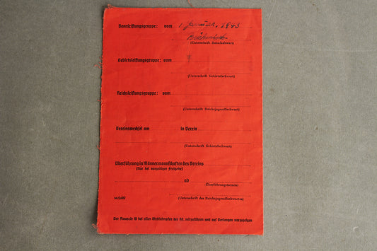 WW2 Tysk Hitler Jugend "Sportausweiss". Sjælden. Original.