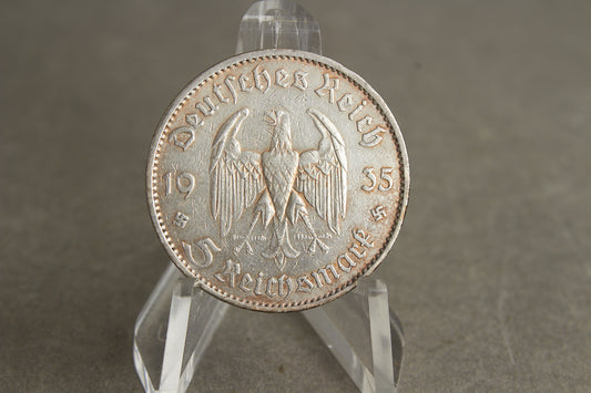 WW2 Tysk "5 Reichsmark" Mønt i ægte sølv. Original.