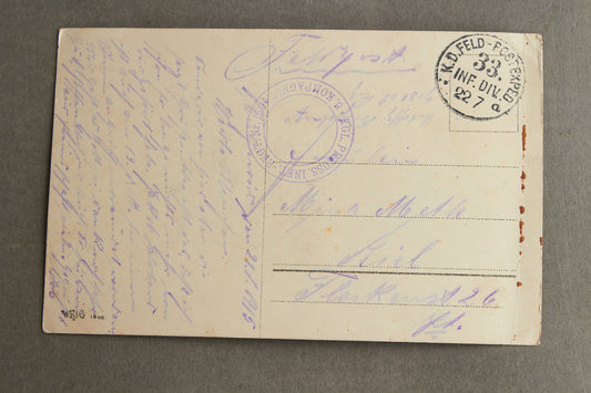 WW1 Tysk Feldpost postkort. Godt stemplet. Original.