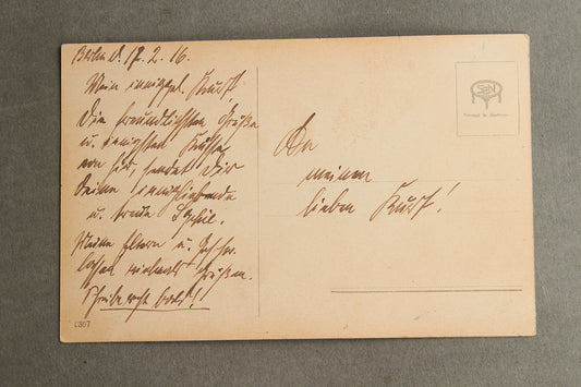 WW1 Tysk Foto-Postkort. Soldat med Pickelhaube. Original.